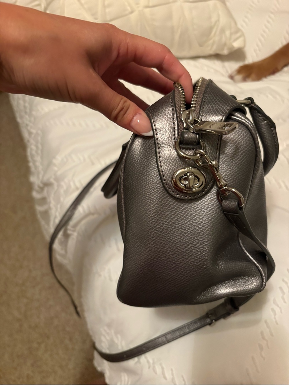 Coach Metallic Silver Women's Crossbody Bag - Picture 6 of 6